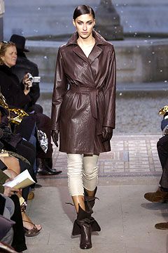 brown leather wrap trench coat