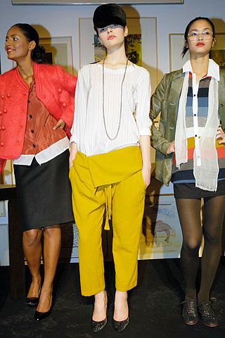 draped yellow trousers