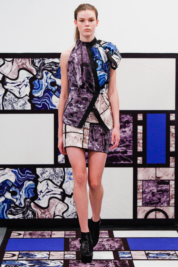 asymmetric printed halter mini-dress