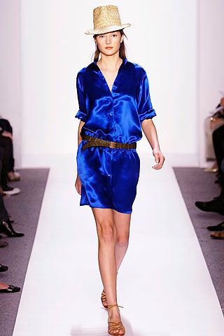blue satin belted romper