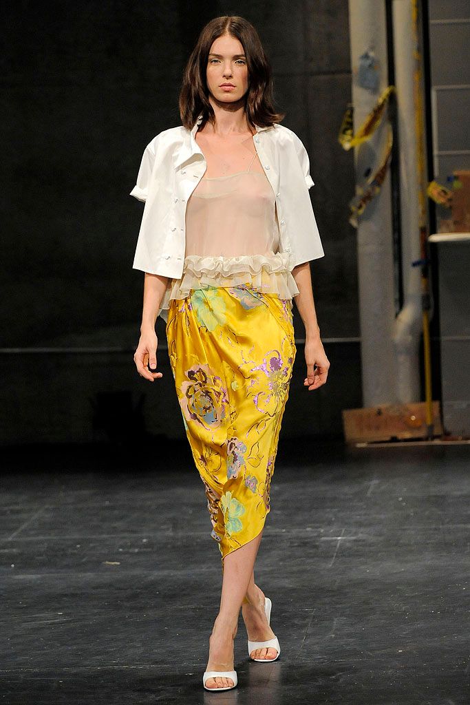 yellow floral satin sarong skirt