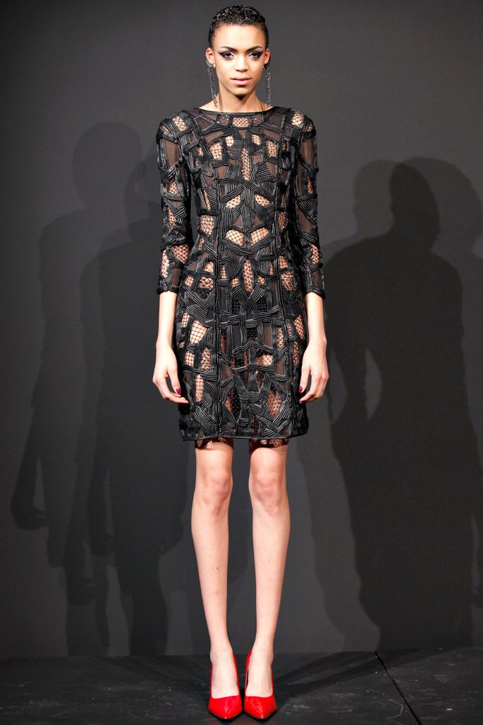 black illusion mesh embroidered mini dress