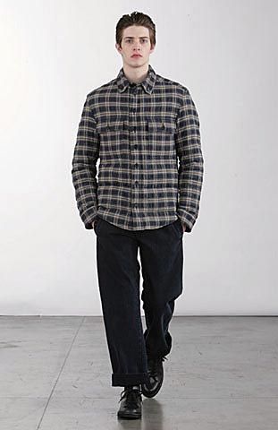 checked flannel-style button-front shirt