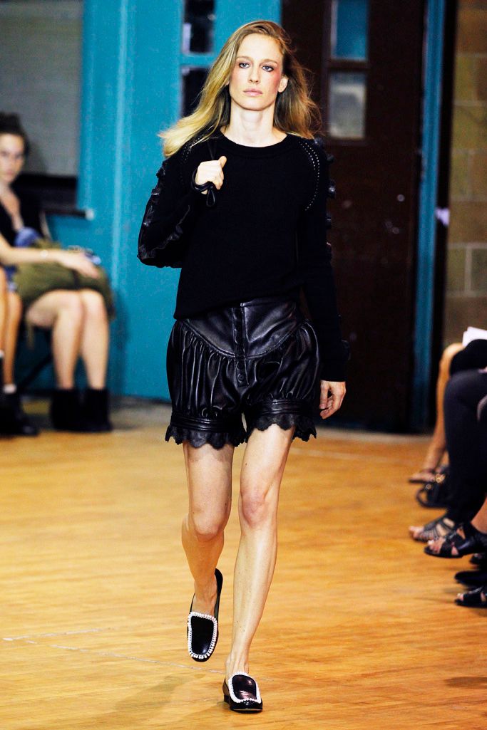 black leather bloomer shorts