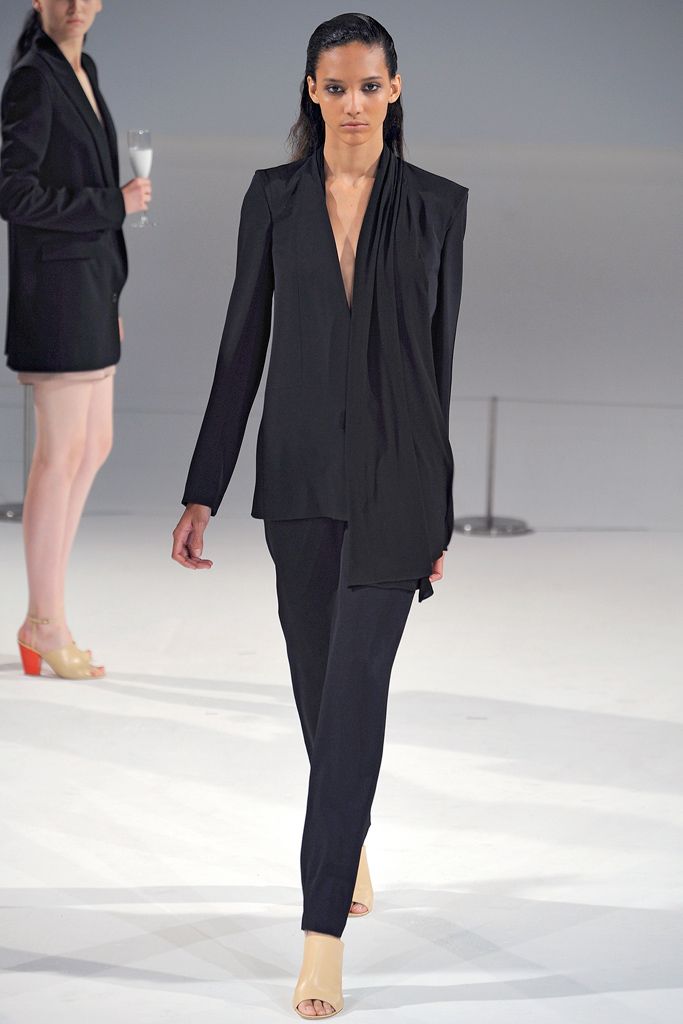 black scarf-front blazer