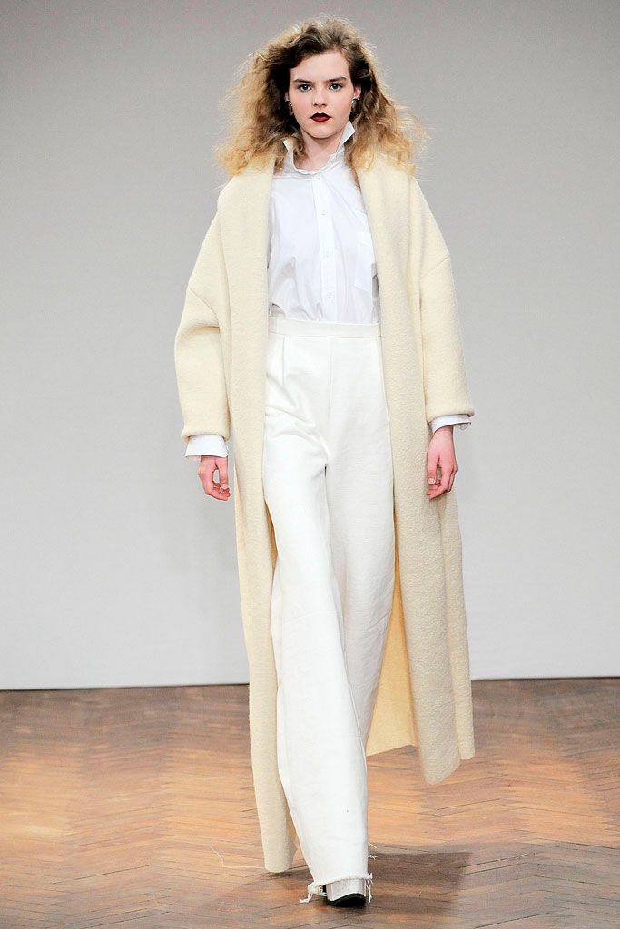 ivory wool long-sleeve open-front oversized textured maxi coat