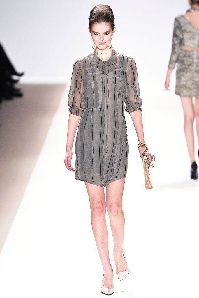 gray striped chiffon mini-dress