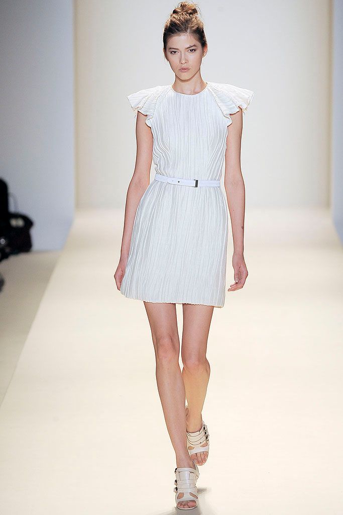 white pleated ruffled mini dress