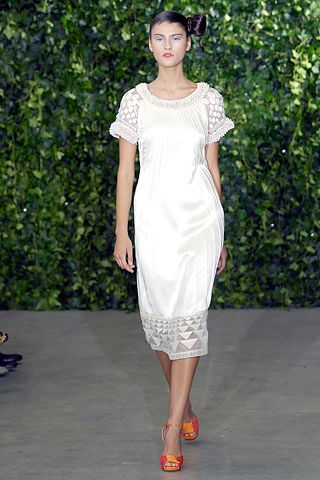 ivory satin short-sleeve scoop-neck relaxed embellished midi-dress