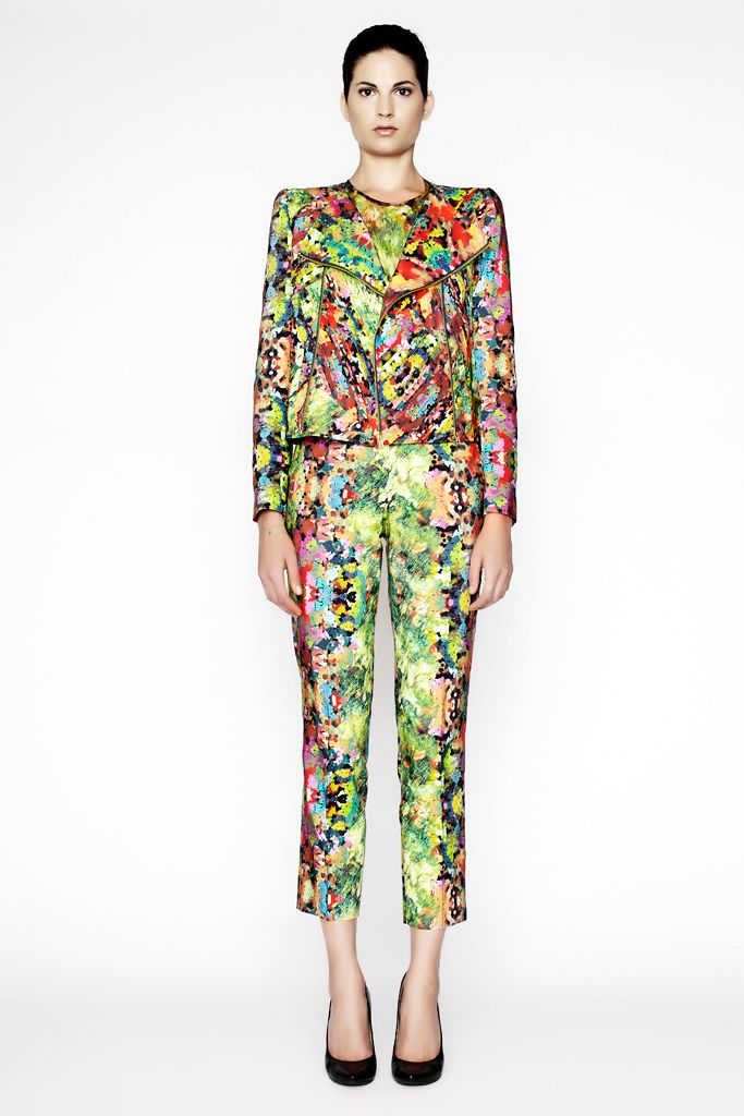 metallic floral moto jacket