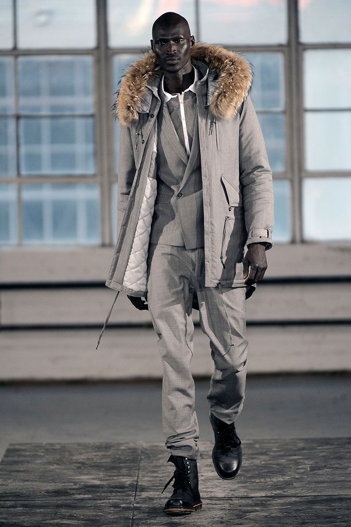 gray unknown long-sleeve hooded relaxed zippered fur-trimmed parka