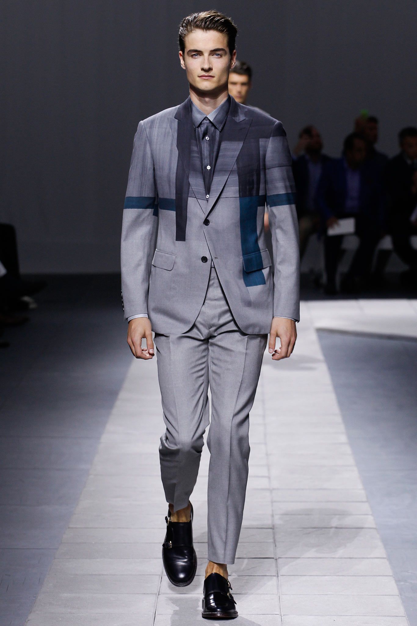 gray abstract panelled blazer