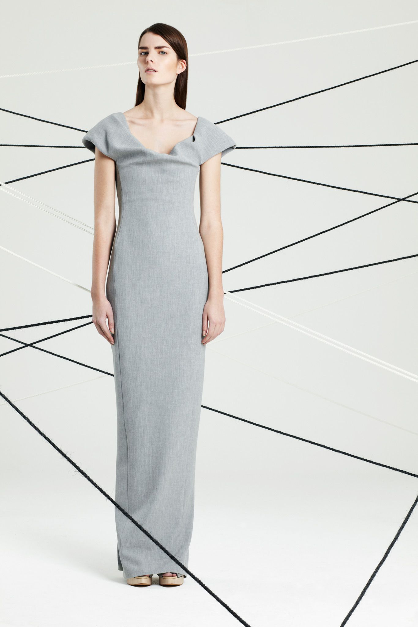 architectural neckline column gown