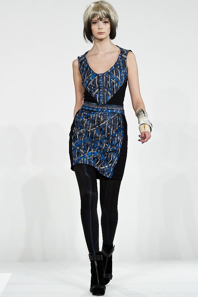 blue unknown sleeveless scoop-neck fitted printed panelled mini-dress