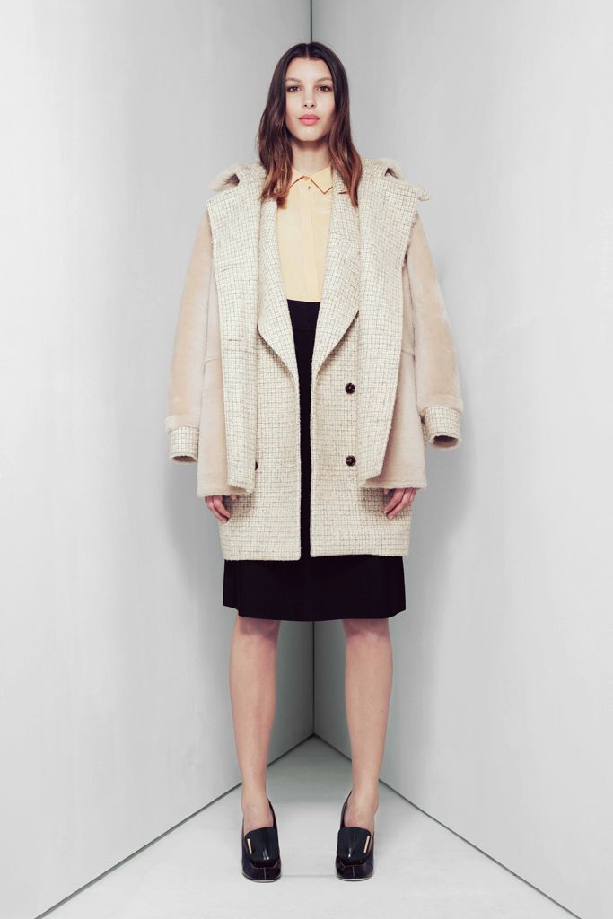 ivory tweed long-sleeve open-front oversized layered textured coat