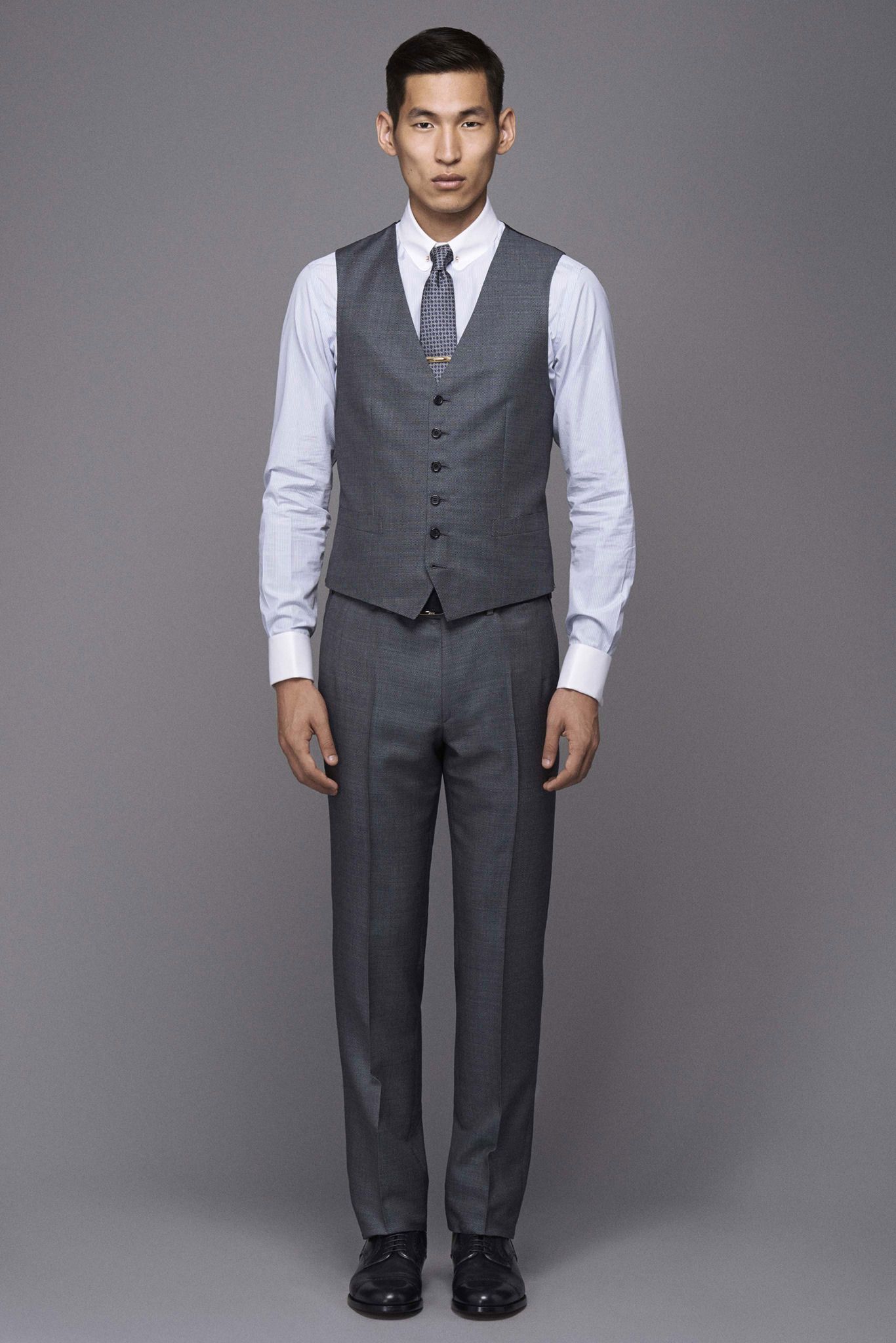 gray silk printed tie