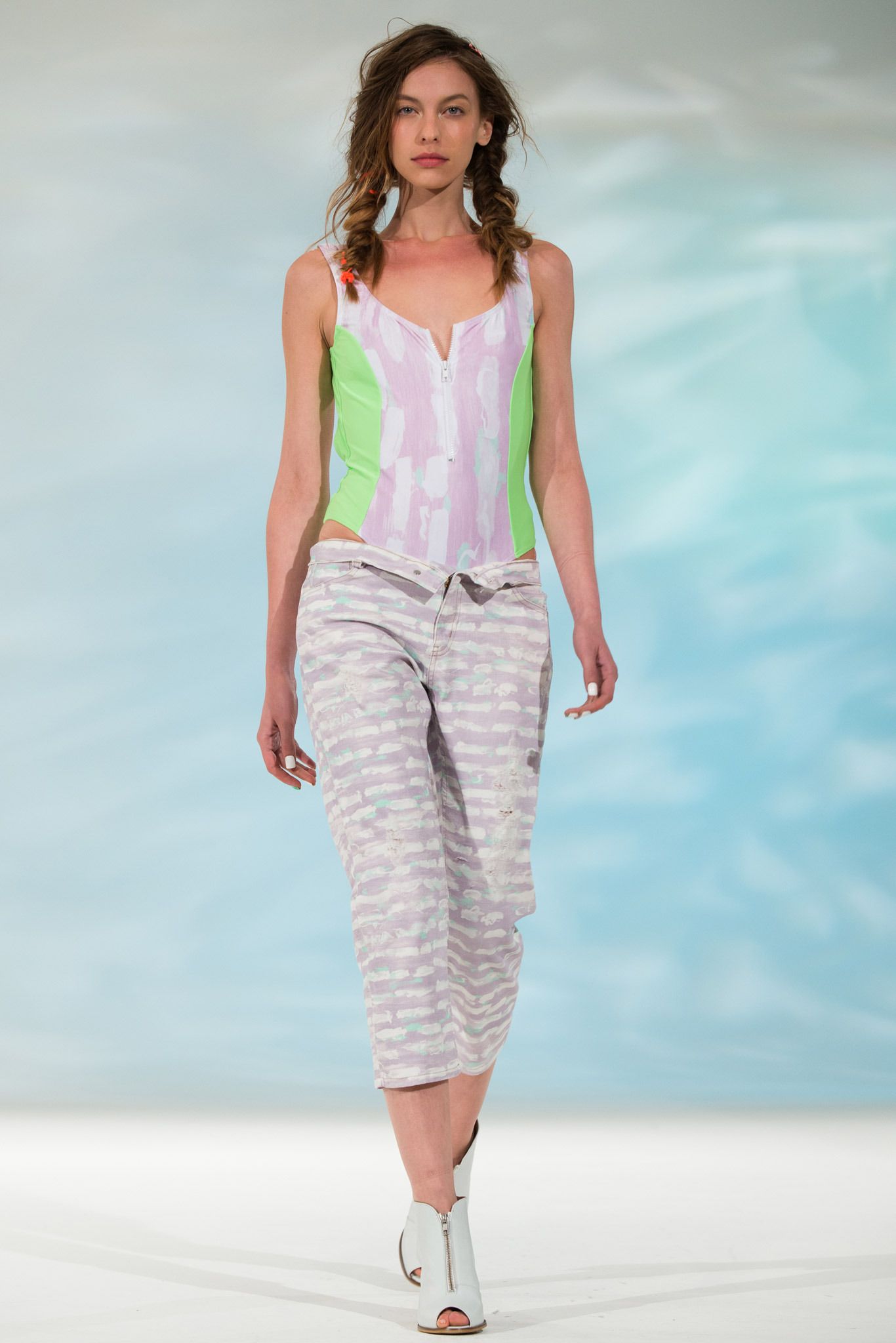 front-zip printed bodysuit