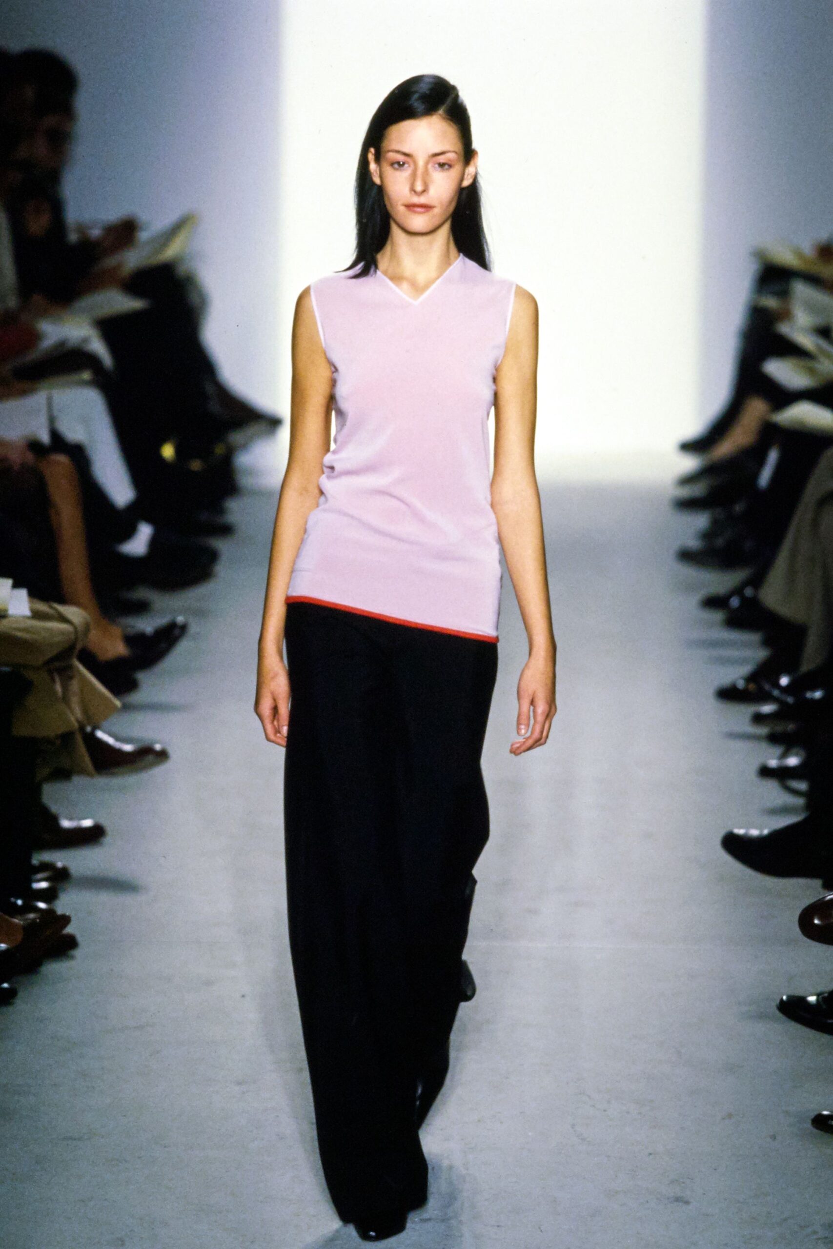 lavender asymmetric sleeveless knit top