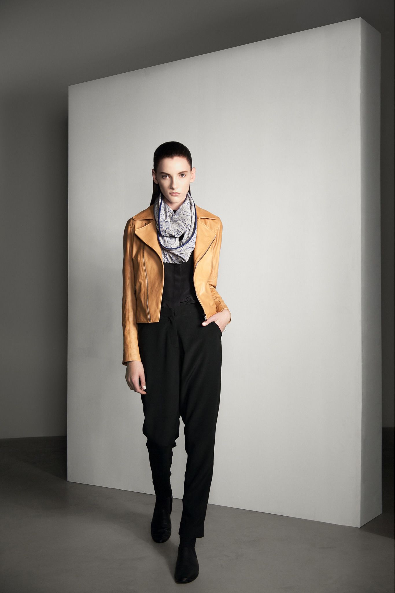 tan leather moto jacket