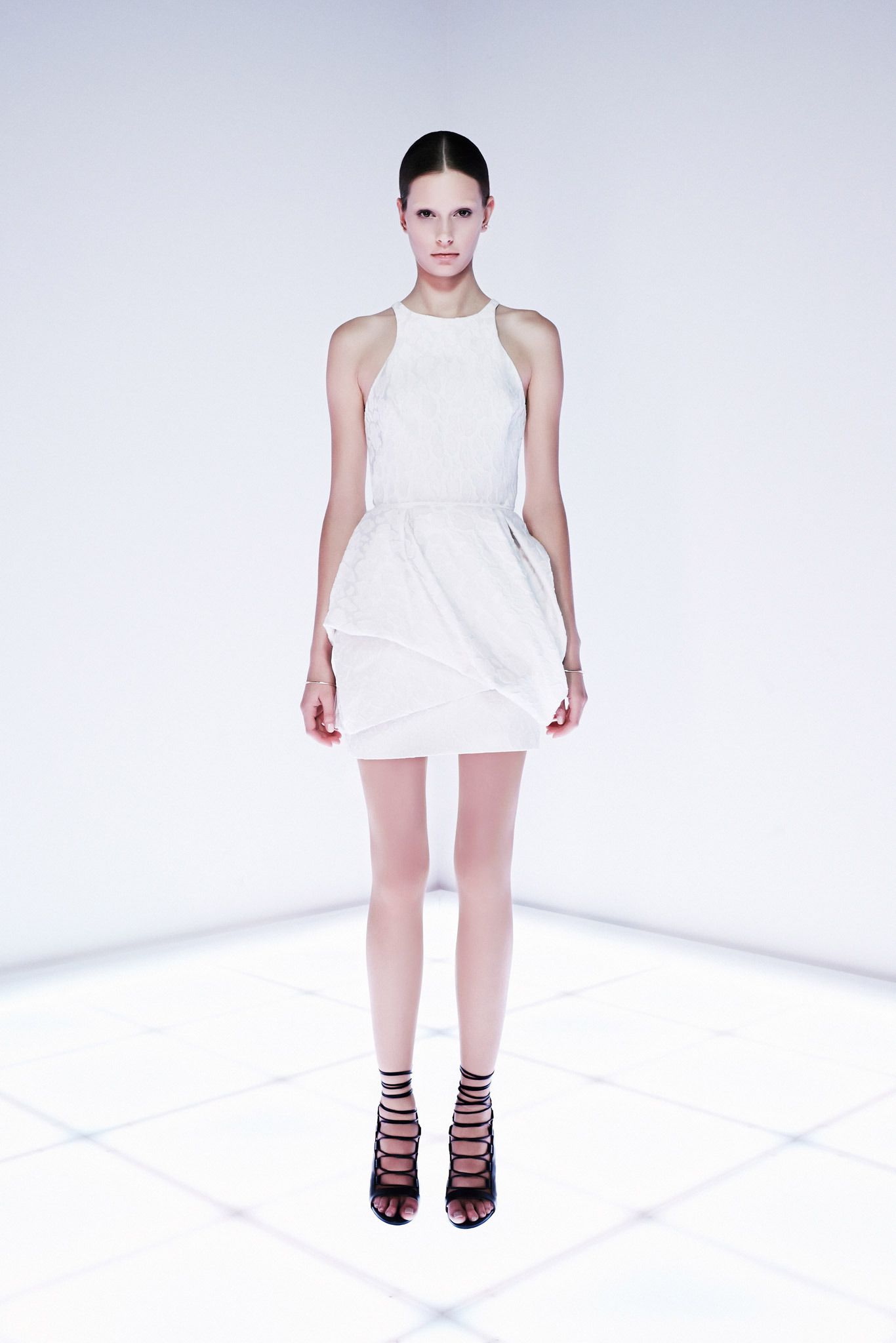 white bubble hem mini dress