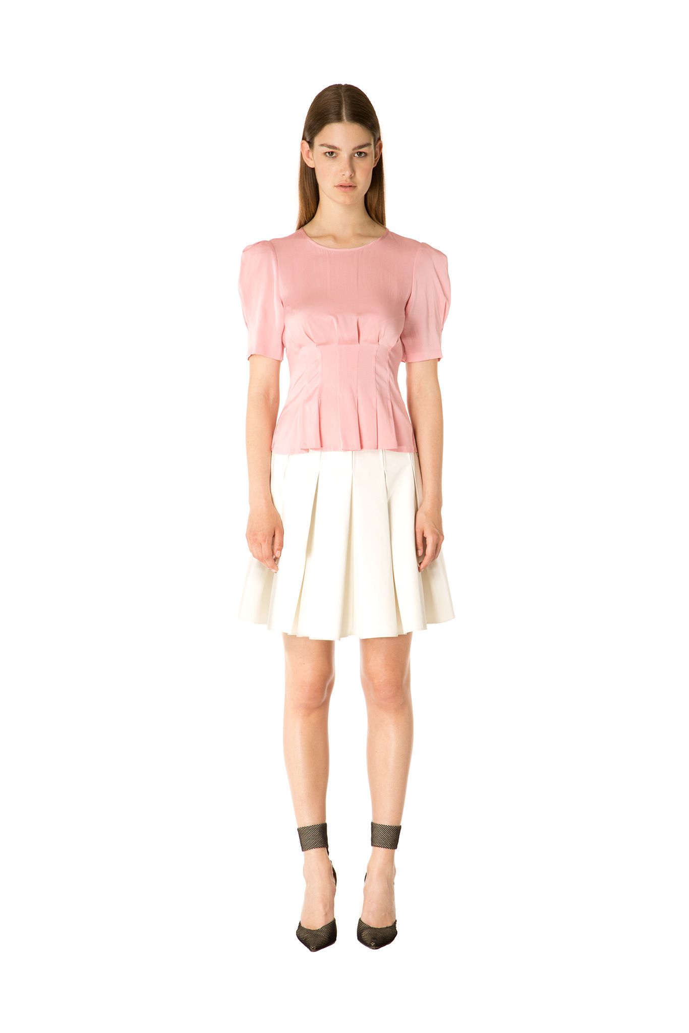 pink peplum short-sleeve top