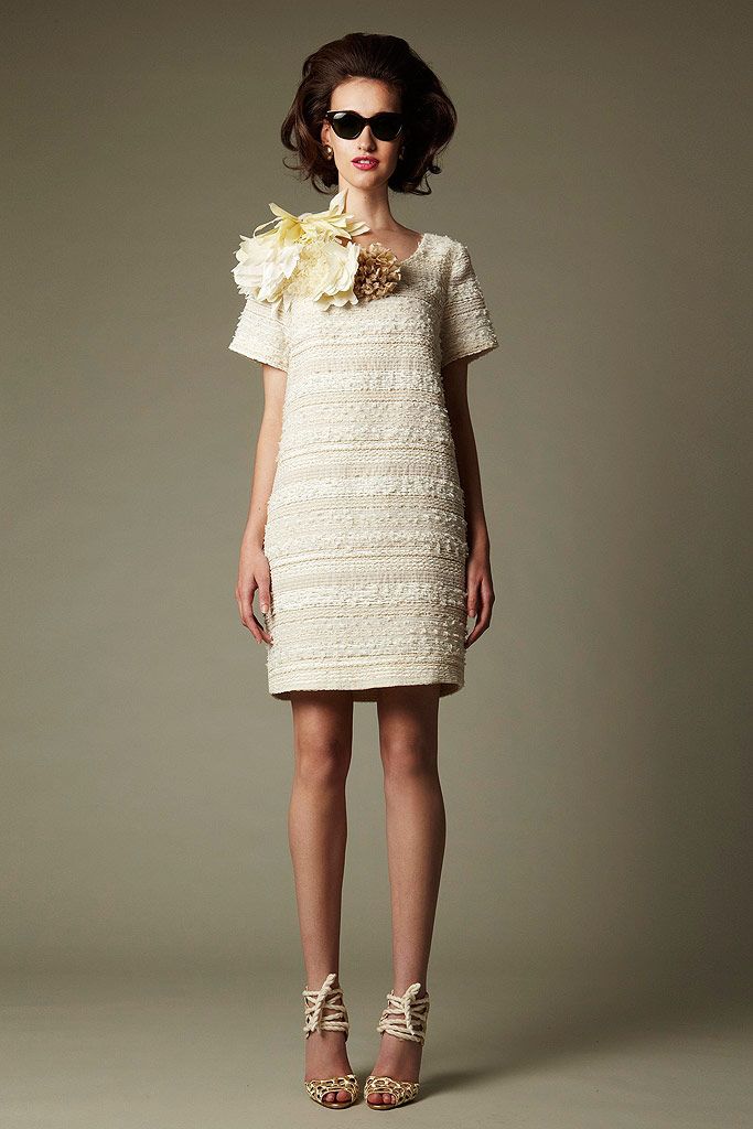 ivory tweed shift mini dress