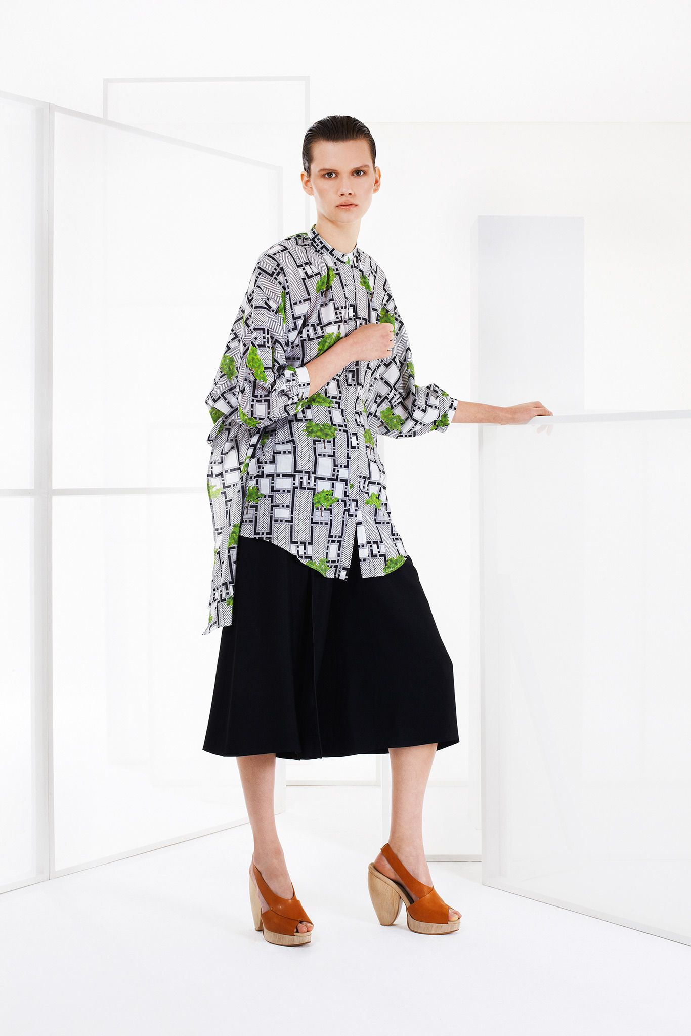 printed high-low tunic shirt
