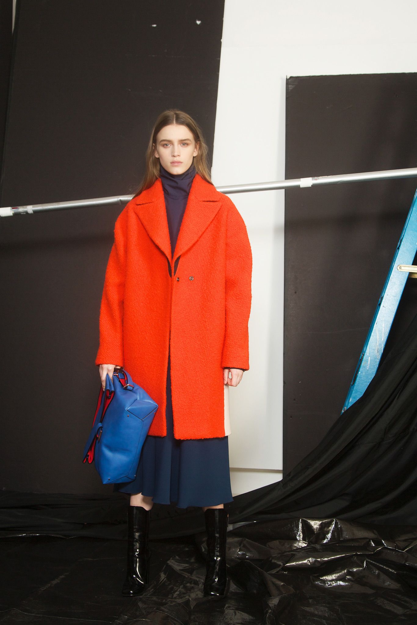 orange boucle oversized coat