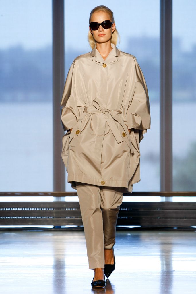 beige belted trench coat
