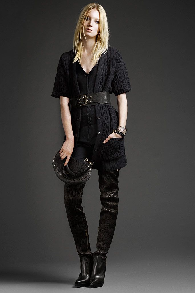 black knit short-sleeve open-front relaxed ribbed belted cardigan