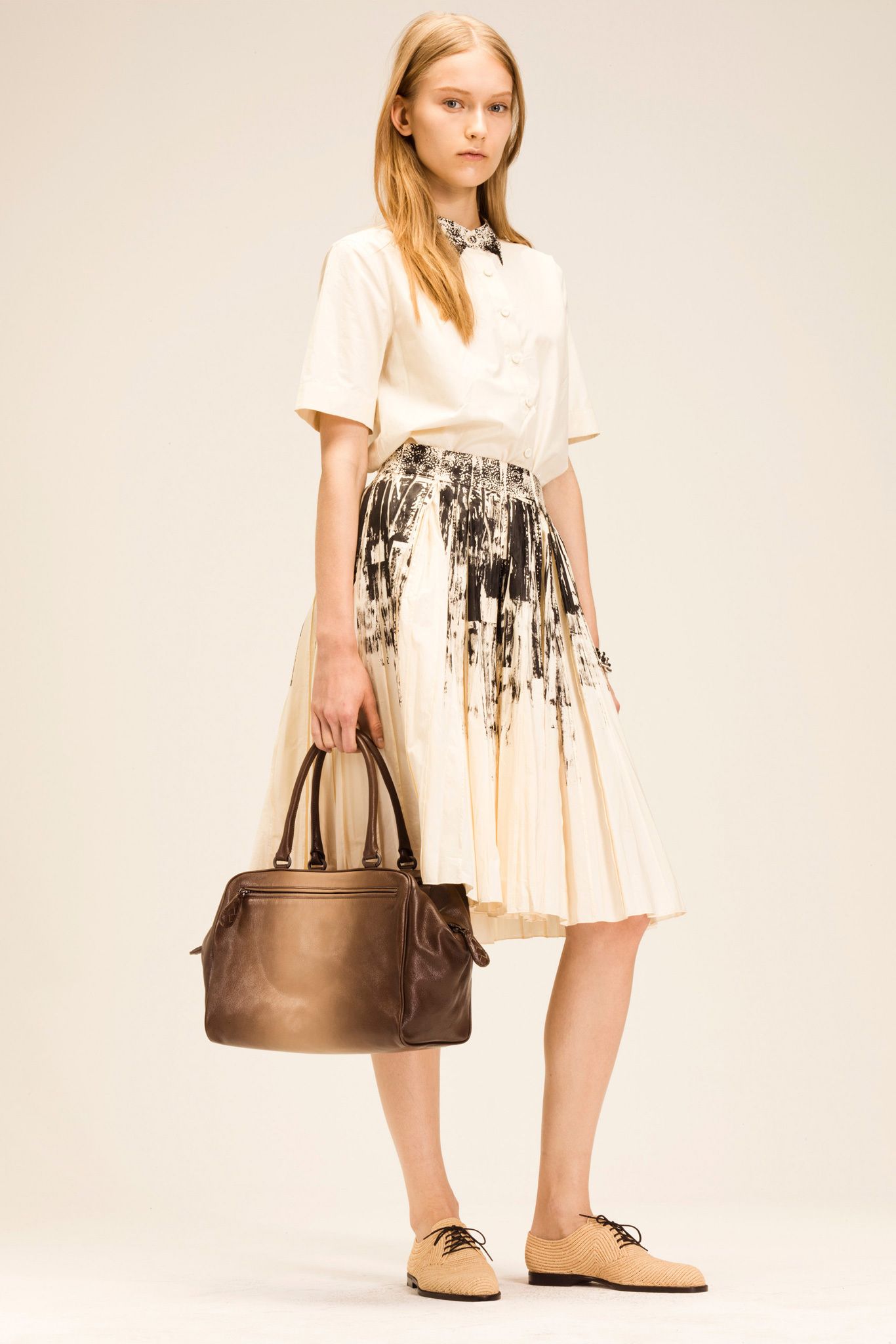 ivory unknown short-sleeve collared relaxed buttoned printed shirt