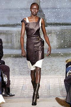 asymmetric leather apron dress
