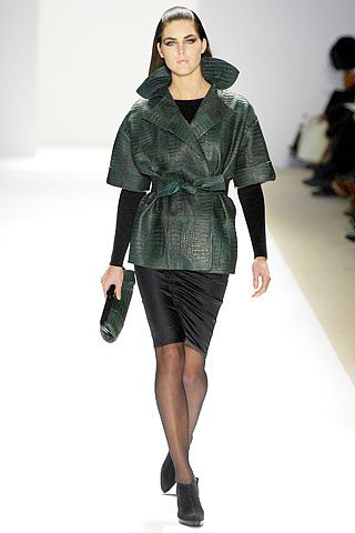 crocodile-effect belted leather jacket