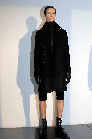 black double-breasted pea coat