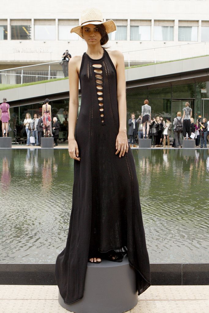 black cutout halter maxi gown