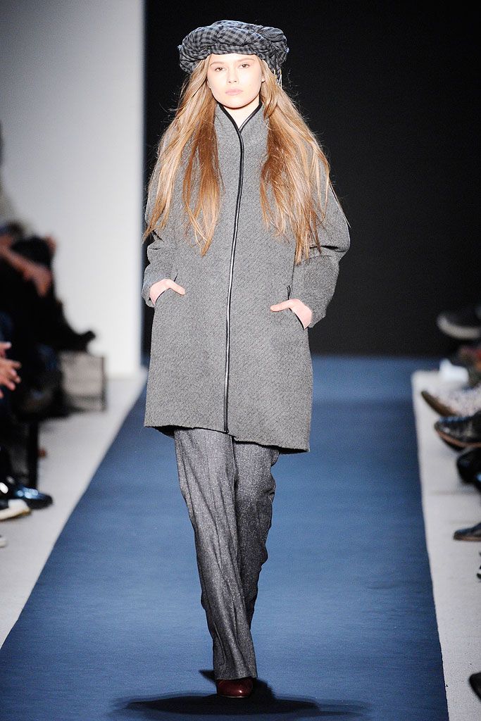 gray zip-front wool coat