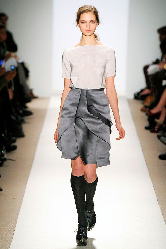 gray draped satin skirt