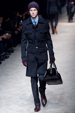 gray wool pinstriped straight-leg pants