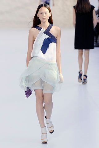 white chiffon sleeveless asymmetric draped layered mini-dress