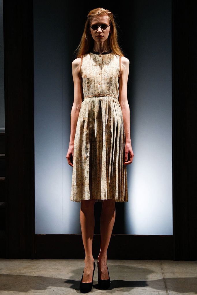 beige unknown sleeveless high-neck fitted pleated printed midi-dress
