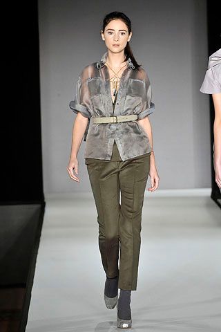 sheer gray belted blouse