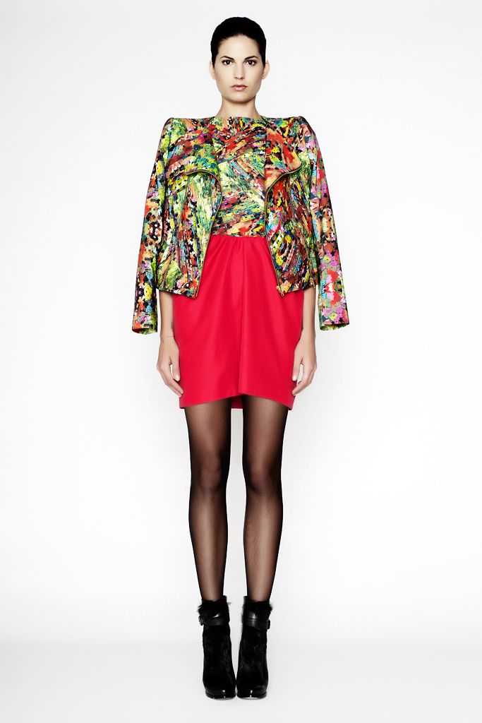 multicolor printed cape-shoulder jacket
