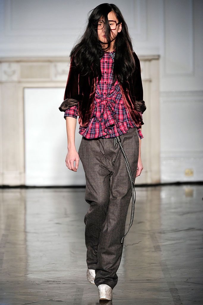 ruffled plaid peplum shirt