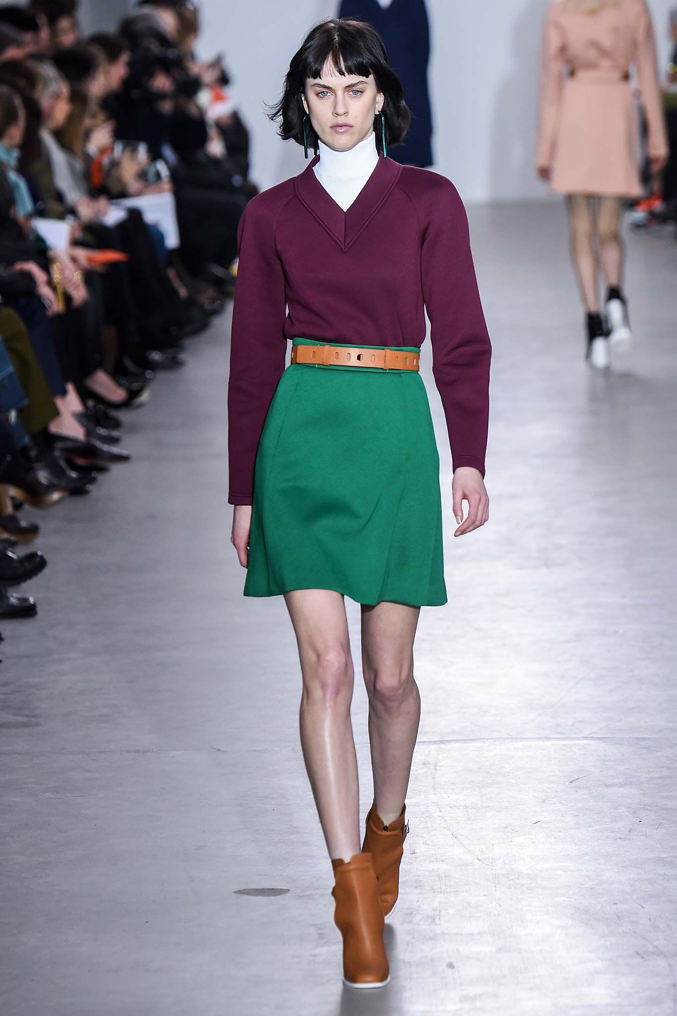 green A-line mini skirt
