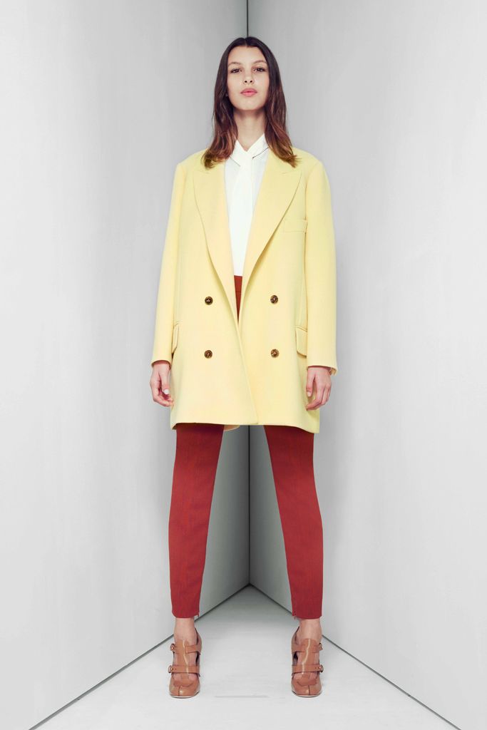 yellow unknown long-sleeve collared oversized buttoned mini coat