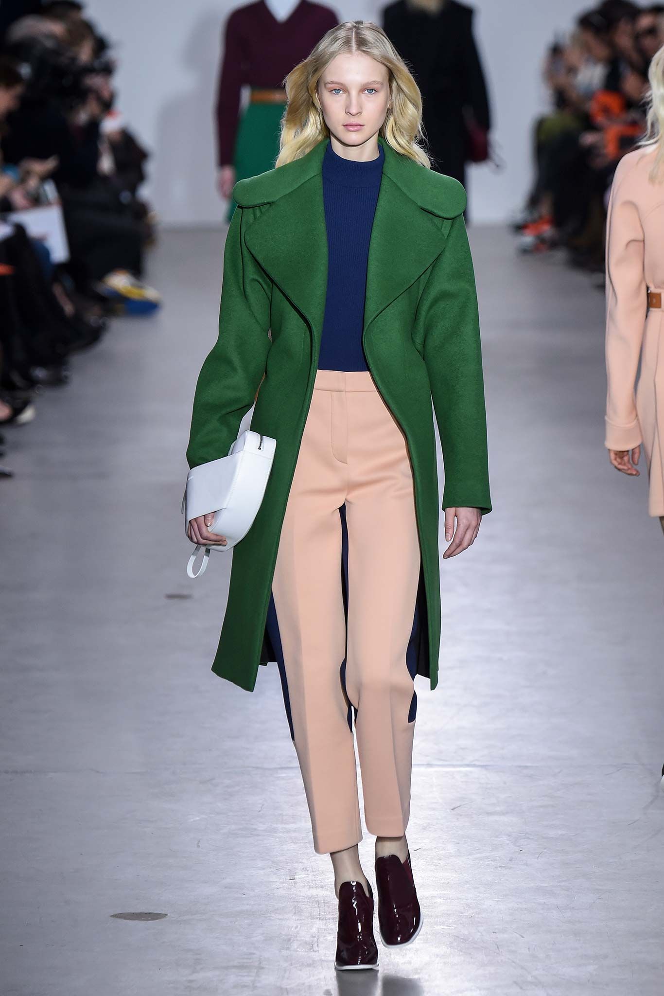 green oversized lapel wool coat
