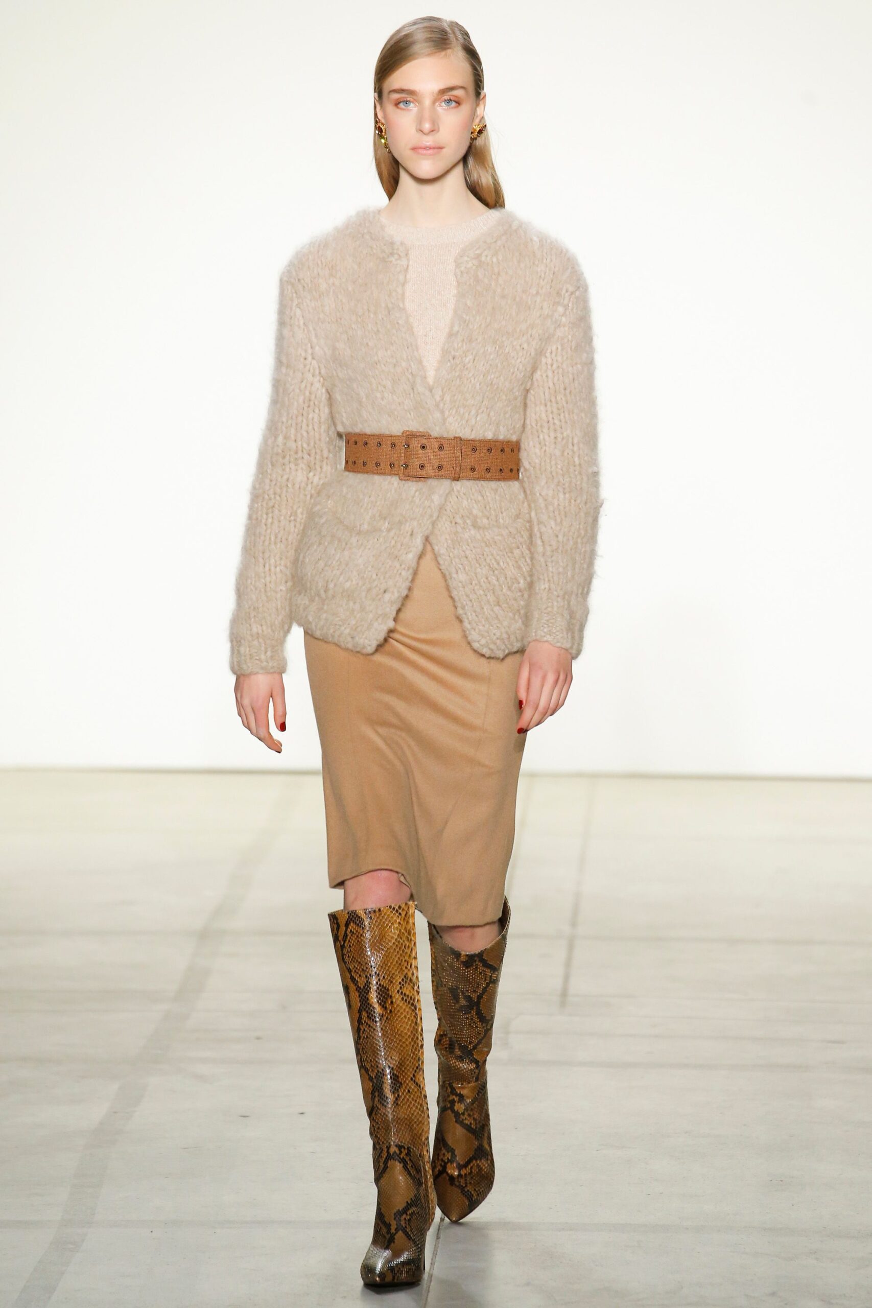 tan unknown pencil midi skirt