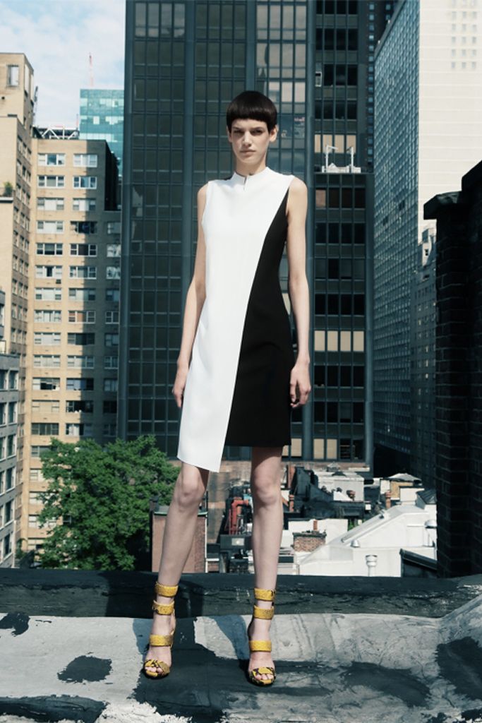 black and white asymmetric mini dress