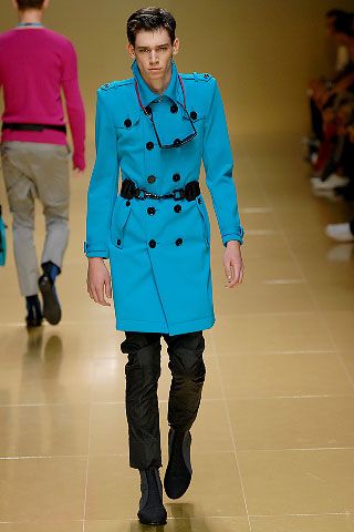 blue unknown double-breasted long-sleeve tailored belted buttoned trench