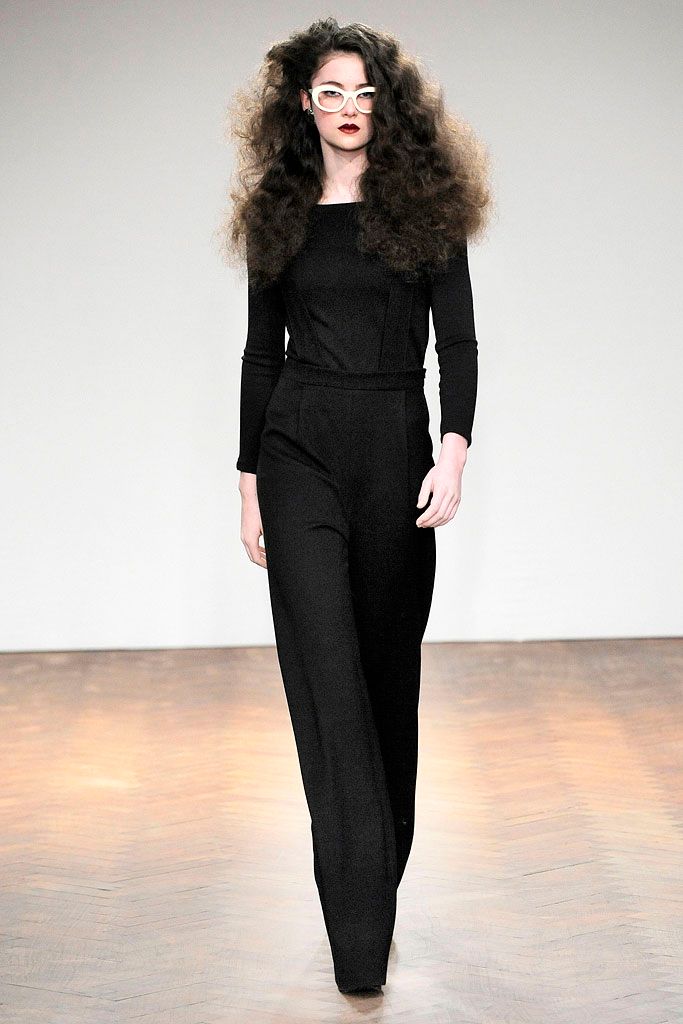 black wide-leg long-sleeve jumpsuit